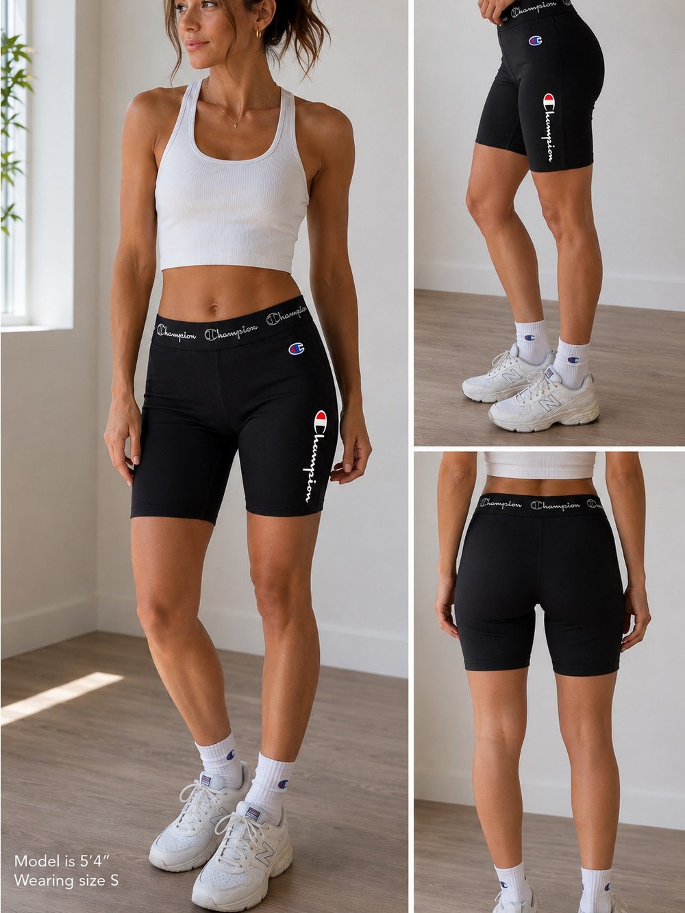 Champion Black High-Rise Logo Bike Shorts